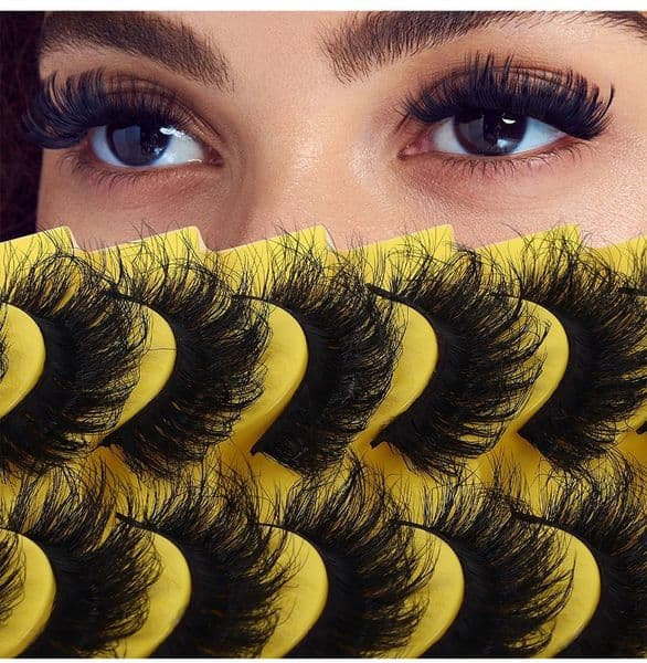 10 Pairs Thick Fluffy Eyelashes Wispy Natural Look Multi-layer 3D Faux Mink Lashes Full Strip Hand Made Reusable Naturally Curled Eyelashes Beauty Supply
