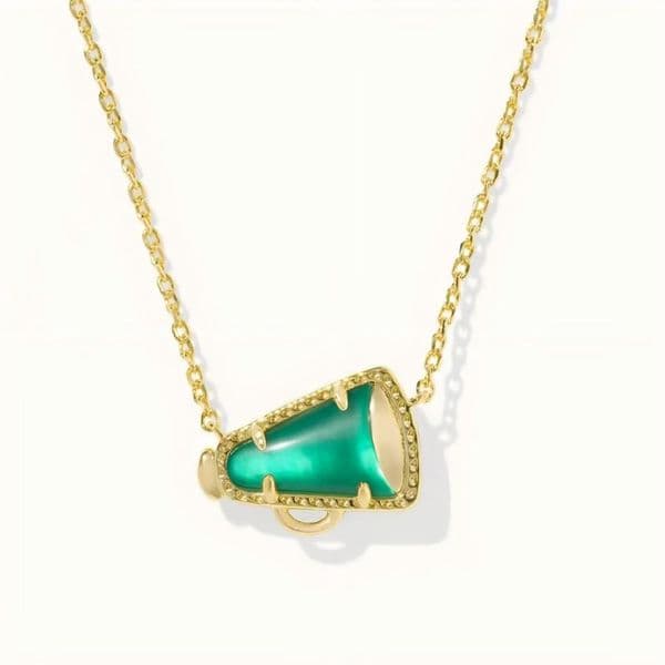 Necklace, Fashion Jewelry for Women, Oval Pendant Necklace in Red White and Blue Star Illusion and Gold, 14K Gold Plating No Allergies No Fading