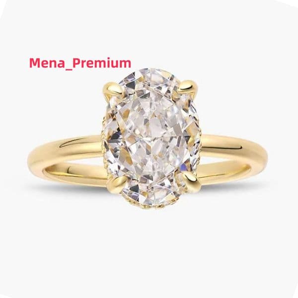 Huacan Lab Grown Diamond Ring 14K18K Yellow Gold Oval Cut 1-10ct Engagement Wedding Women IGI Certified Trendy Fast Shipping