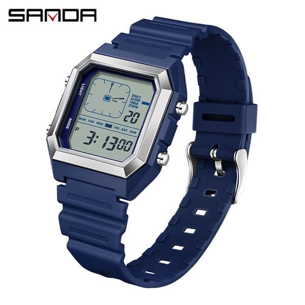 Analog Pointer Electronic Watch, Fashionable Square Versatile Teen Watch, Alarm 8Multi-functional Men's Wristwatch