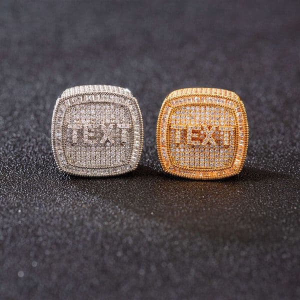 Hip-Hop Style Men's Moissanite Vs Copper Plated Fashionable And Trendy High-End Ring Customizable With Engraving.DIY Customizable With Engraving.