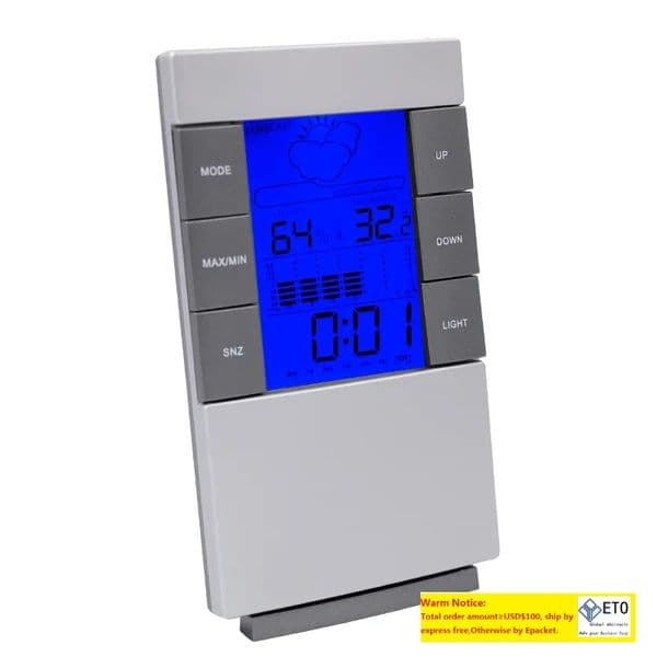 Wholesale New Arrival Digital Wireless LCD Thermometer Hygrometer Electronic Indoor Temperature Humidity Meter Clock Weather Station LL