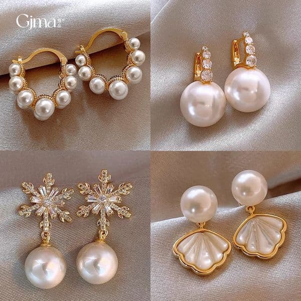 Real Gold Silver Plated Needle Zircon Pearl Flower Mother Of Pearl Fashionable Earrings Fashionable Earrings Elegant High-end Designer Earrings Women's Earrings