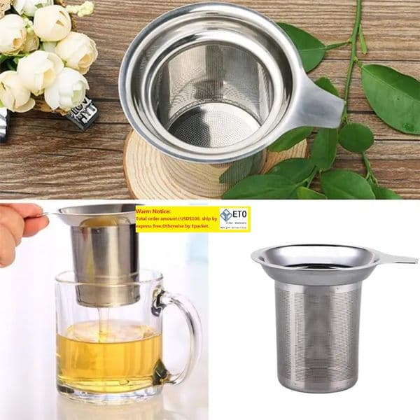 New Mesh Tea Infuser Reusable Tea Strainer Stainless Steel Teapot Loose Tea Leaf Spice Filter Items For Coffee Kitchen Tool LL