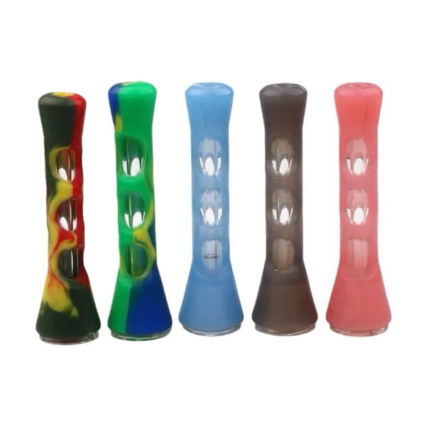 Silicone Smoking Pipe Glass Bongs 3.4 inches Cigarette Hand Pipes Portable Mini Tobacco Pipe Cigarettes Holder
