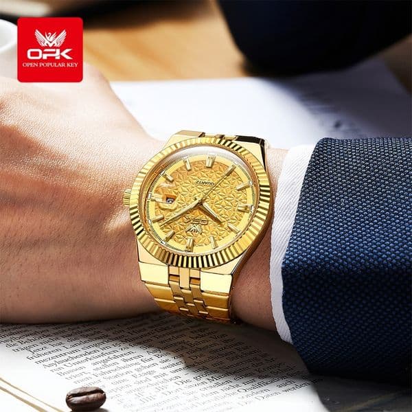 new model OPK brand watches steel straps popular men s calendar waterproof night light luxury quartz business elites elegant designers simple