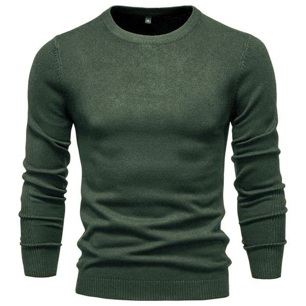 WOZK Autumn and winter new casual men's solid color pullover sweater round neck knitted sweater casual men's inner top plus size high quality