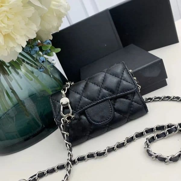designer wallet shoulder bag chain handbag wallets double letter solid buckle sheepskin caviar pattern women luxury evening bag mini handbag mini purse 7750