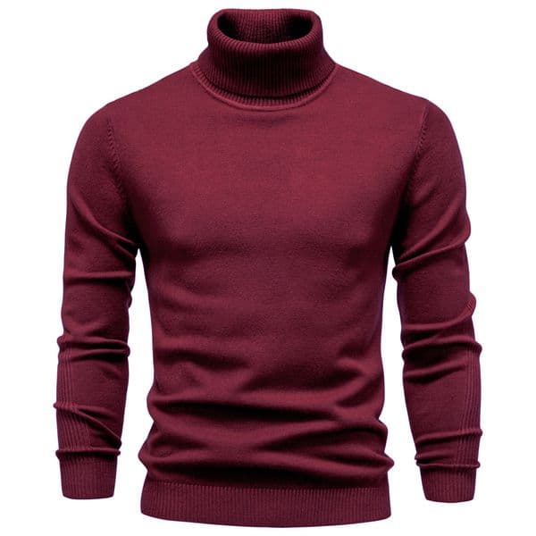 WOZK Autumn winter new casual men's solid color pullover sweater, high neck knitted sweater, casual men's inner top