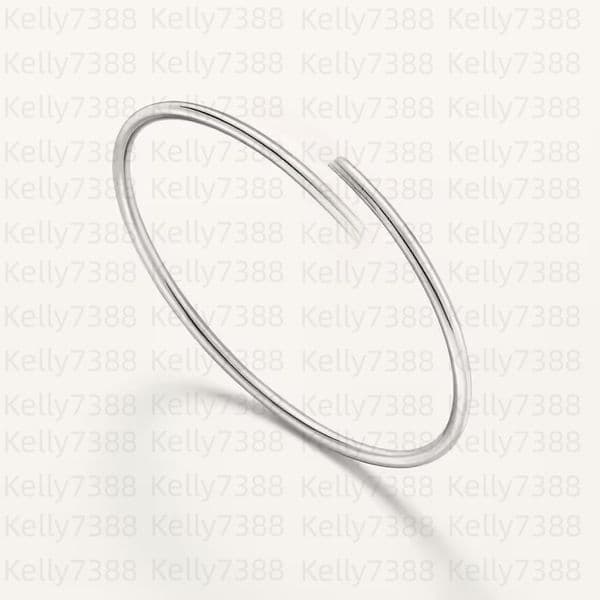 Women's Thin Diamond-Inlaid Designer Bracelet - 18k Gold Plated Luxury Nail Bangle Available in Multiple Colors