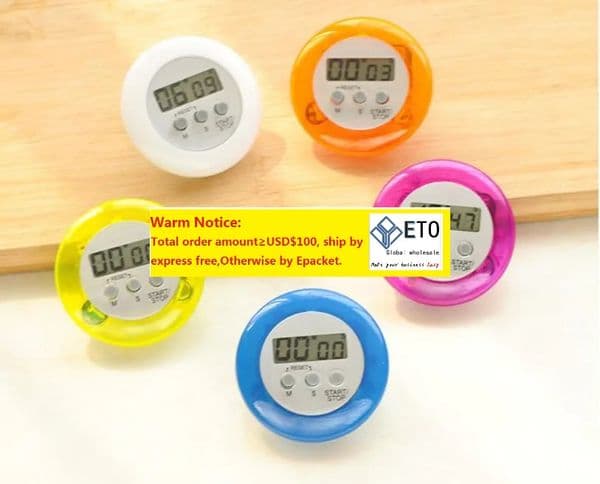 Cooking Timer Digital Alarm Kitchen Timers Gadgets Mini Cute Round LCD Display Count Down Tools Battery Installed With Clip SN215 ZZ