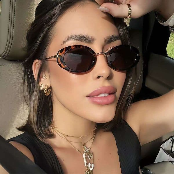 Sunglasses New Oval Narrow Fashion Women's Travel Wear UV Protection Small Frame Internet Celebrity