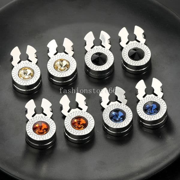 Round Cufflinks Alloy Rhinestone Suit Shirt Button Covers Wedding Business Cuff Links Decoration Clothes Accessories