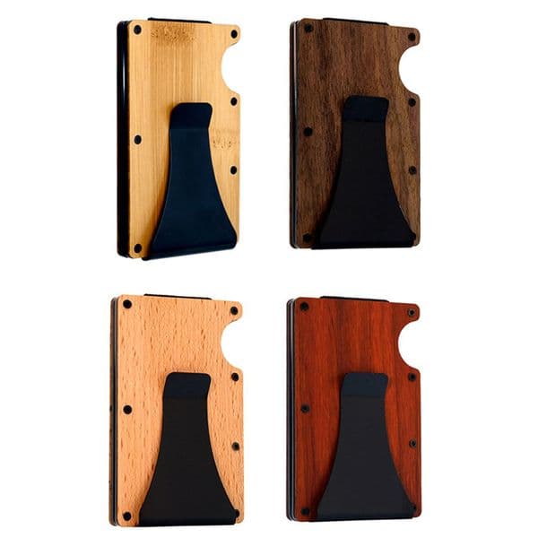 Men's Wallet Card Bag Wooden Card Holder Multifunctional ID Holder Christmas Gift 8.6*5.5*1cm