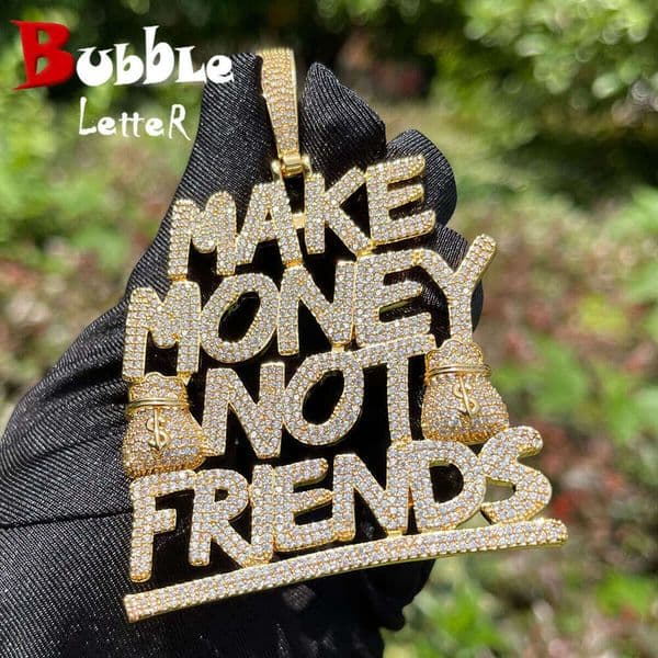 Cross-Border Source Foreign Trade Hip-Hop Make Money Not Friends Letter Pendant Trendy Accessories Necklace