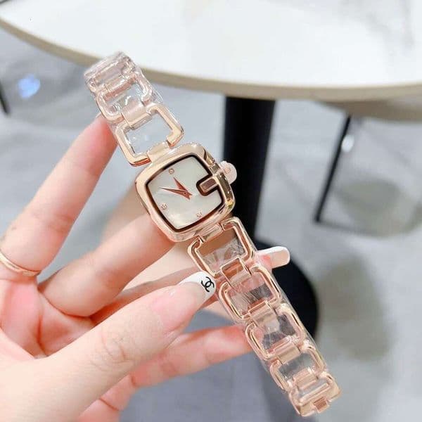 g u c c i watch Double G watch G Brand watch Light luxury watch Fashionable Square Hollow with Chain, Small and Exquisite Women's Watch for Fashion watch gift