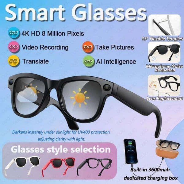 2025 New Smart Glasses With Camera Video Recording AI Photo Recognition Bluetooth Call Voice Translation Sunglasses Men Women
