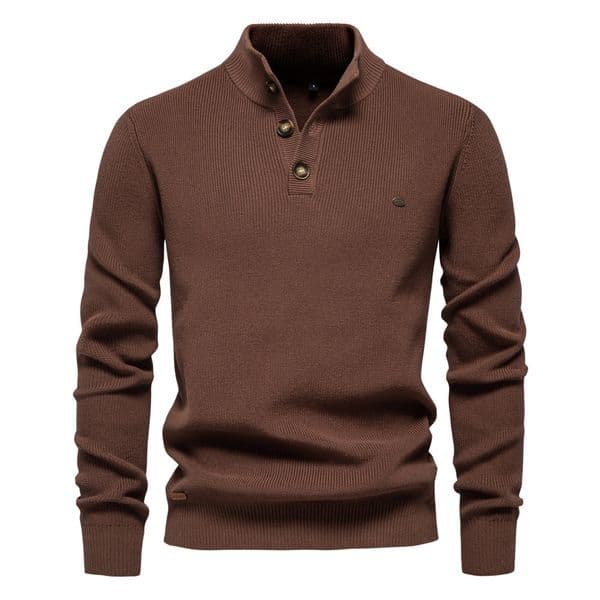 WOZK 2026 New Men's European Size Sweater Long Sleeve Half Zipper Stand up Collar Solid Color Versatile Casual Trend Knitted Top high quality