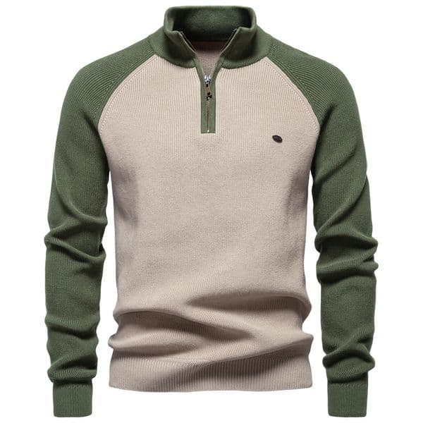 WOZK 2026 New Men's European Size Sweater Long Sleeve Half Zipper Stand up Collar Solid Color Versatile Casual Trend Knitted Top genuine product Men's clothing loose