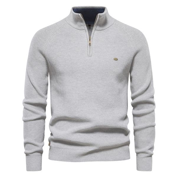 WOZK 2026 New Men's European Size Sweater Long Sleeve Half Zipper Stand up Collar Solid Color Versatile Casual Trend Knitted Top plus size