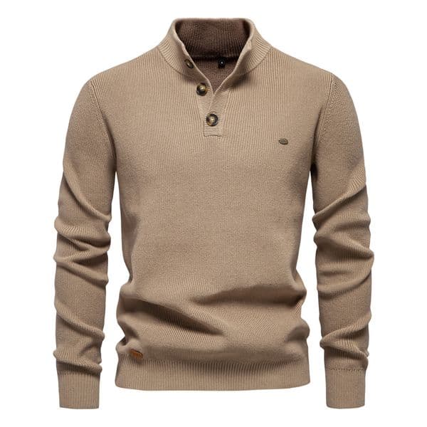 WOZK Autumn/Winter New Men's Sweater Men's Long Sleeve Half Zipper Stand up Collar Solid Color Versatile Casual Trendy Sweater designer