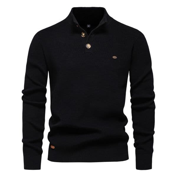 WOZK Autumn/Winter New Men's Sweater Men's Long Sleeve Half Zipper Stand up Collar Solid Color Versatile Casual Trendy Sweater