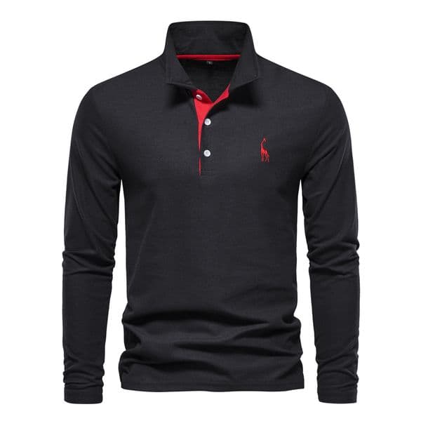 WOZK 2026 Spring and Autumn New Collection Men's Cotton Polo Shirt Fashion Casual Men's Deer Embroidered Long Sleeve In Stock business workplace company