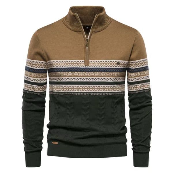 WOZK Autumn/Winter New Trendy European Stand up Collar Men's Sweater Half Zipper Knitted High Quality Versatile Men's Wear business