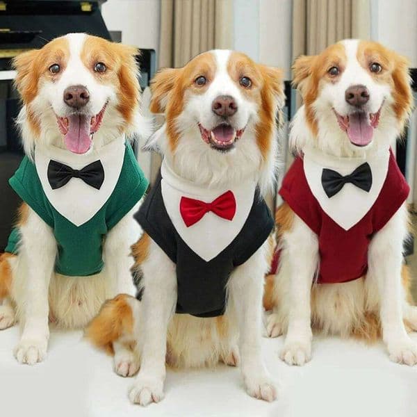 3XL-8XL Large Dogs Clothes Winter Warm Fleece Pet Clothing with Red Bow Tie Big Dog Tuxedo Costume for Labrador Golden Retriever 25H1222
