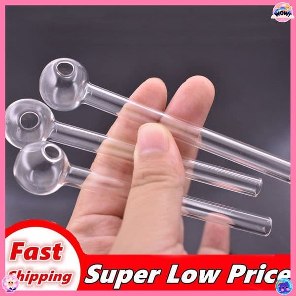 Straight Transparent clear 10cm mini Oil Burners Smoking Pipe Glass Oil Burner Pipe Hand Pipe Pyrex Glass Tube for Concentrates