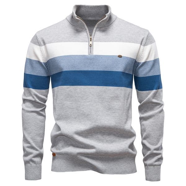 WOZK 2026 autumn and winter new men's open chest stand up collar men's sweater pullover knitted sweater men's sweater Polo shirt