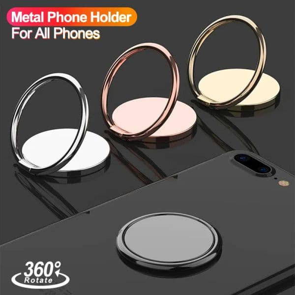 Magnetic rotabl mobile holder stand for iPhone Samsung Car Metal finger ring phone stand 360-degree rotating circular air outlet fixed navigation ring bracket