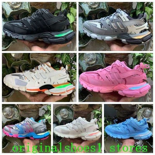 track led tracks luxury shoes men women trainers Track 3 30 Shoes Triple white black Tesss Gomma leather Trainer Nylon Printed Platform Sneakers