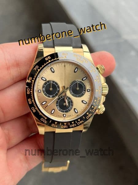 BT Factory Men's Watch 18K Yellow Gold 40mm Cosmograph 116518 Rubber Strap Mechanical Cal.4130 Movement Chronograph Work Sapphire Waterproof Watches