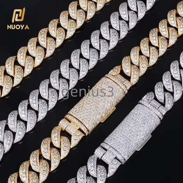 Iced Out Diamond Cuban Link Chain Necklace 18MM Personalized Long Buckle Design Chunky Necklace Hip Hop Jewelry for Women