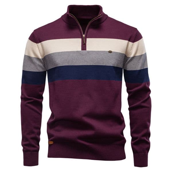 WOZK 2026 autumn and winter new men's open chest stand up collar men's sweater pullover knitted sweater men's sweater Polo shirt business
