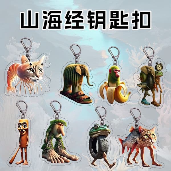 Creative Italian Brainrot Animals Keychains for Accessories Funny Sigma Skibidi Rizz Cat Silly Meme Keyrings Fans Friends Gifts