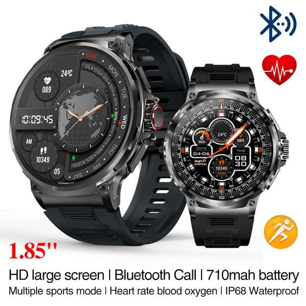 GPS Smart Watch Men 1.85 inch 710 mAh Heart Rate Sports IP68 Waterproof Bluetooth Talk Smartwatch Man
