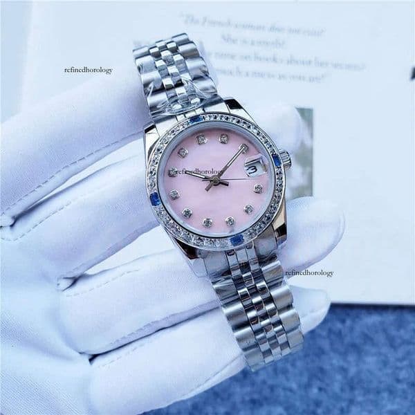 Fashion Womens Orologio di Designer 28/31MM Full Stainless Steel Automatic Mechanical Dia bezel Night Light Waterproof Women Watch b7