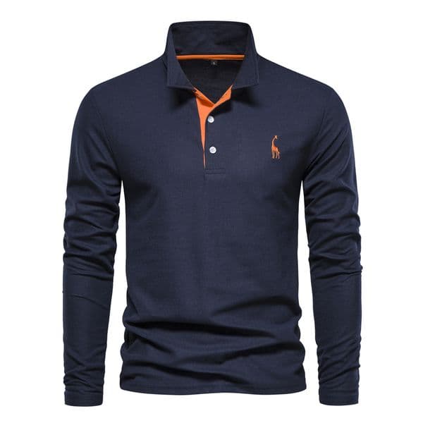 WOZK 2026 Spring and Autumn New Collection Men's Cotton Polo Shirt Fashion Casual Men's Deer Embroidered Long Sleeve In Stock business