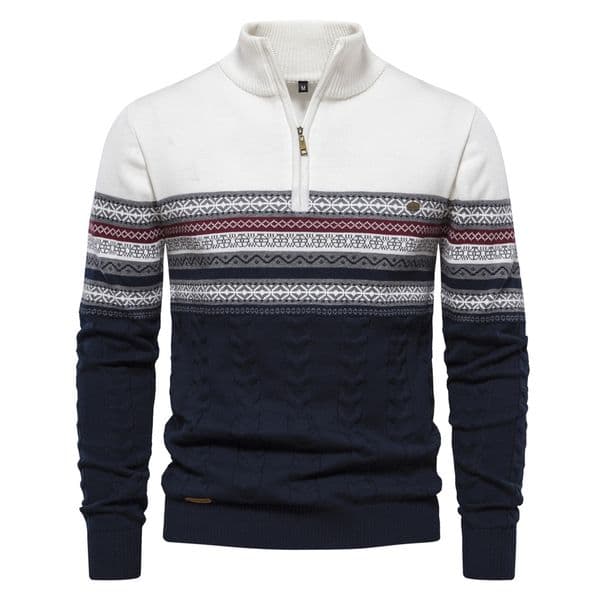 WOZK Autumn/Winter New Trendy European Stand up Collar Men's Sweater Half Zipper Knitted High Quality Versatile Men's Wear business slim fit