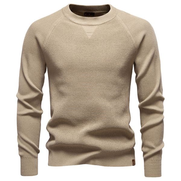 WOZK2026 autumn and winter new round neck fashionable solid color sweater for men, high-quality business casual knitted men's sweater men's style