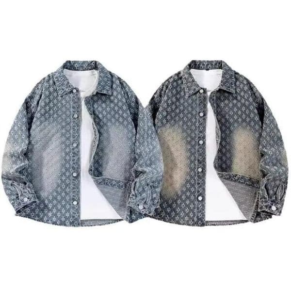 spring autumn vintage denim jackets for men designer jeans jacket Water washed jacquard mens coat