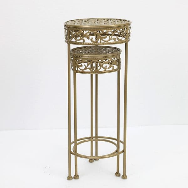Elegant Home Decoration Essentials Pair of Intricately Crafted Scrolls Patterned Vases & Planter Supports