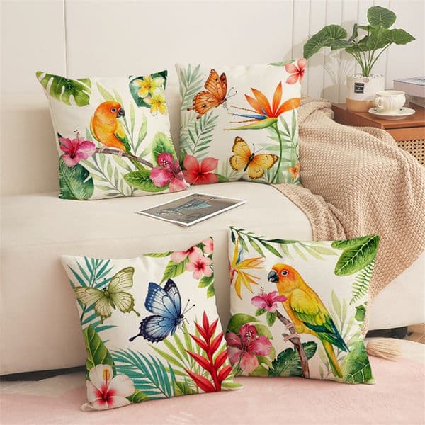 Floral Decorative Bird Cushion Cover Decorative Pillow Cover Floral Sofa Throw Pillow Case P306