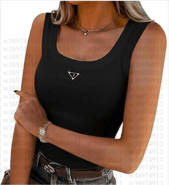 2026 new Designer Womens Tank T Summer Women Tops Tees Crop Embroidery Sexy Off Shoulder Black Casual Sleeveless Backless Top Shirts Solid Color Vest
