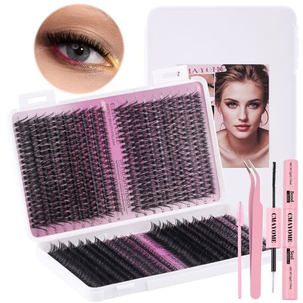 Thick Fluffy DIY Individual Eyelashes 800Pcs DIY Cluster Lashes Kit with Lash Bond & Seal Handmade Reusable Naturally D Curled Grafted Lashes Beauty Supply