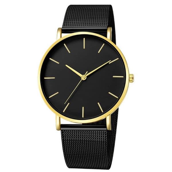 Fashion New Stainless Steel Mesh Band Minimalist Slim Watches Dress Women Girl Clock Gold Simple Quartz Watch for Men Women