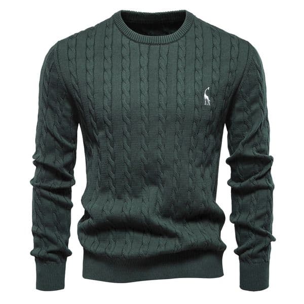 WOZK Autumn/Winter New High Quality Men's Sweater Hoodie with Deer Embroidery Solid Color Knitted Sweater for Men Men's Clothing warm