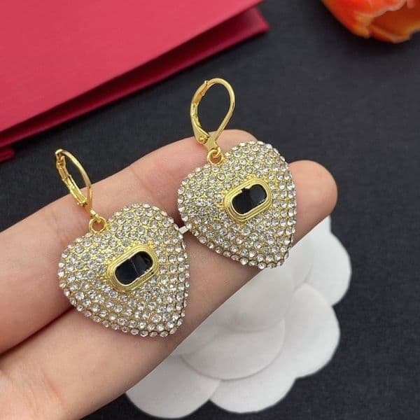 Luxury Earrings for Womens Designer Brand Ear Stud Heart Stud Earrings Classic Women Earings Full Diamond Earrings Brand Wedding Party Jewelry